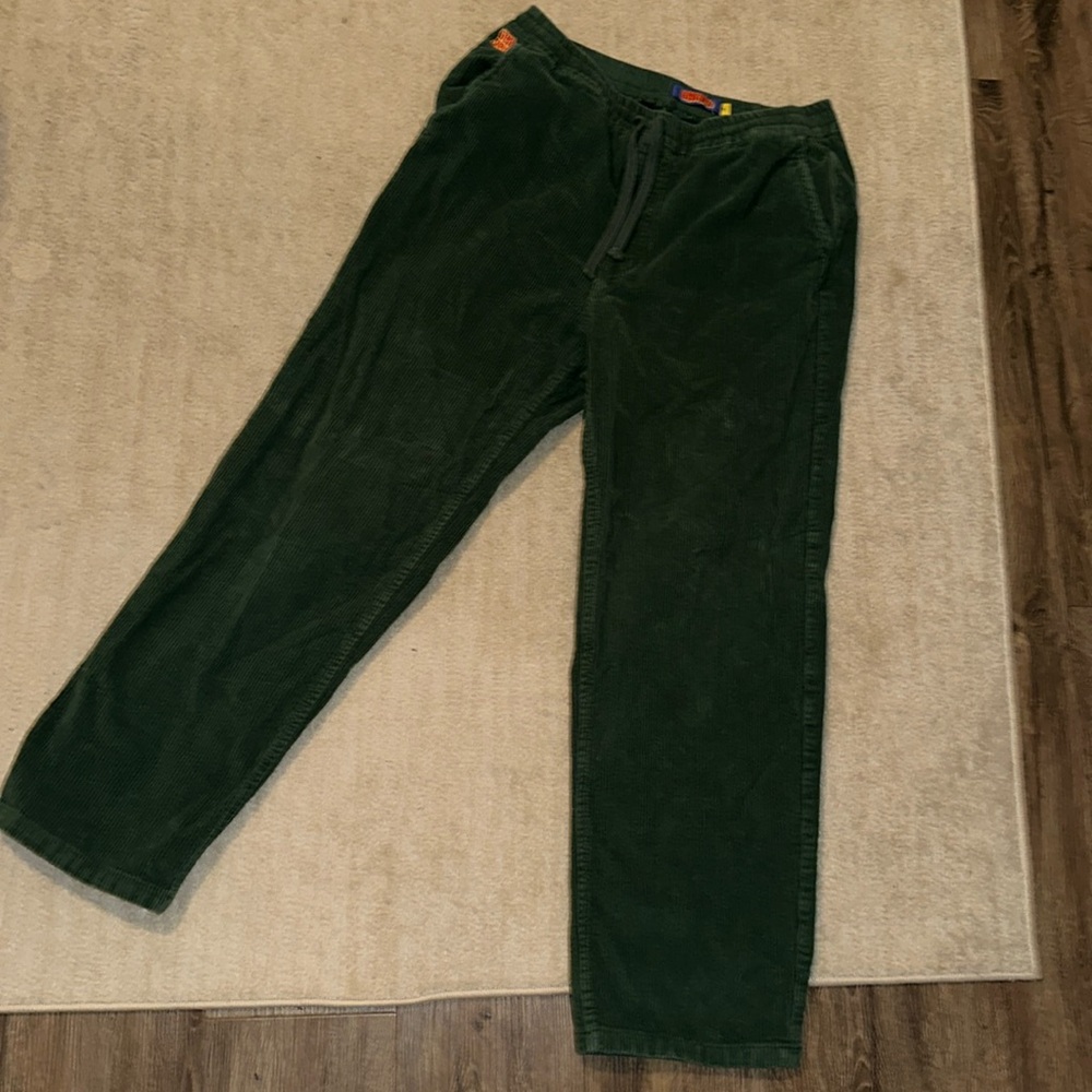Empyre Johnny Relax Loose Fit Green Elastic Waist Corduroy Skate Pants